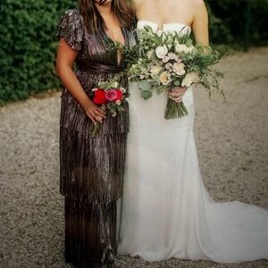 Sabina Musayev - Maze Black/Silver Metallic Maxi Dress - Size S